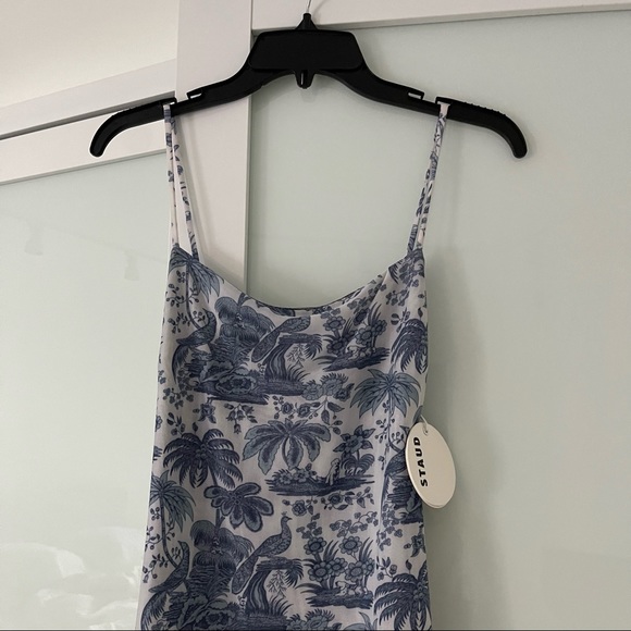 NWT $200 STAUD CLOTHING Raze dress in China blue toile size M 6 8 - Picture 3 of 4